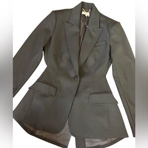 A.L.C. Classic Black Blazer cut out open back padded shoulders new size 10